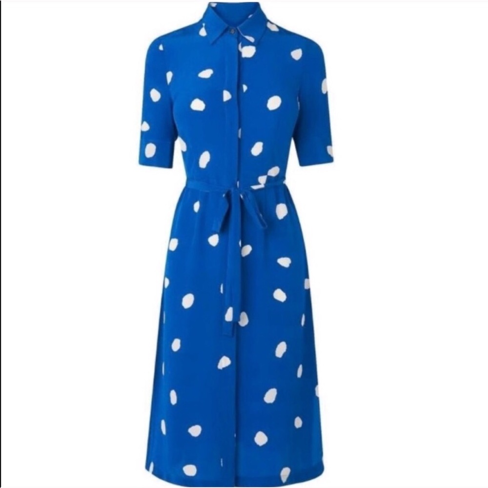 LK Bennett blue size 10 Penila polka dot dress NWT - Picture 2 of 7